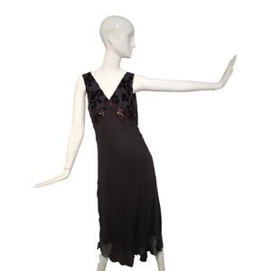 Y2K Silk Babydoll Velvet Burnout Womens sz 6 Whimsigoth Vampire Witchcore Dress